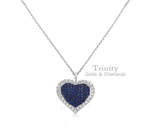 Heart-Shaped Gemstone & White Moissanite Pendant - Handcrafted Jewelry