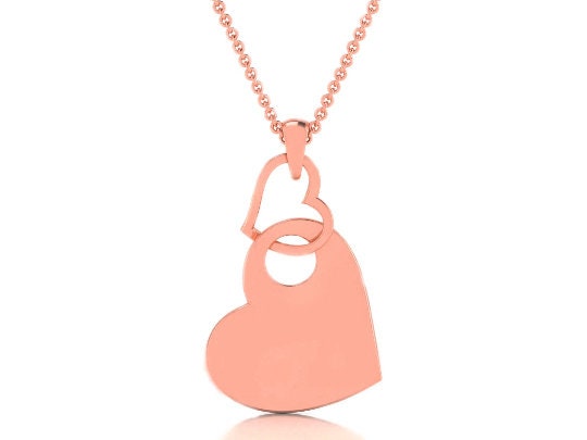 2.0 CT  Two Open Heart dangle Drop Pendant/Necklace With 14kt Yellow Gold Over Finish, OPen Heart necklace, Heart Pendant Silver, Valentine