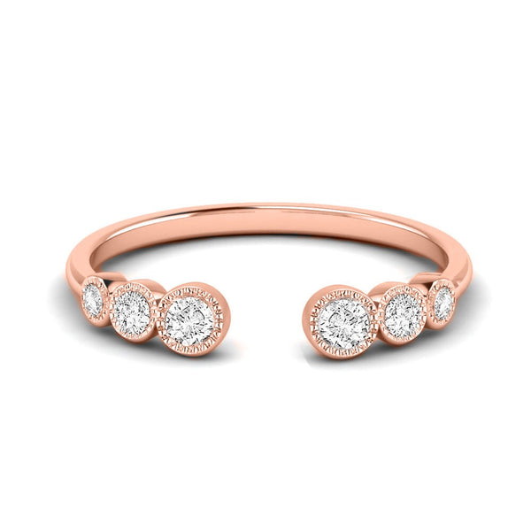 Moissanite And Diamond Ring, 14k Rose Gold Plated, Open Wedding Engagement Band Ring, Handmade Ring , 925 Sterling Silver, Diamond Open Ring