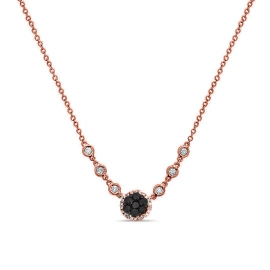 1.50CT BLACK DIAMOND CLUSTER  Necklace With 10kt Gold Over 925,Diamond Necklace,Cluster Necklace,Handmade Necklace,Wedding Gift Jewelry