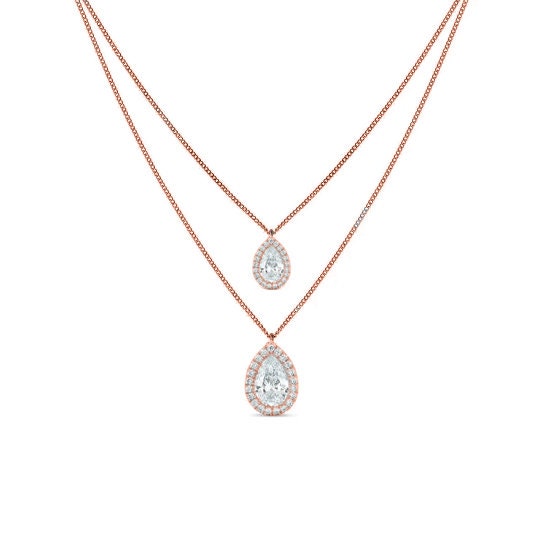 Pave Set Pear Cut Diamond Necklace In Sterling Silver,10k Gold Plated Over,Pave, Dainty,Necklace,Bridal,Wedding,Christmas gifts For Women's