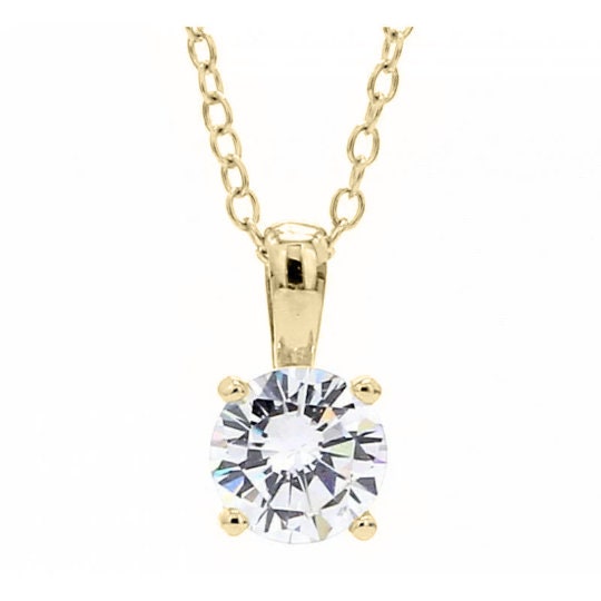 Moissanite And Diamond Pendant, Solitaire Pendant, 925 Sterling Silver, Handmade Pendant, 14k White Gold Plated, Gift For Her