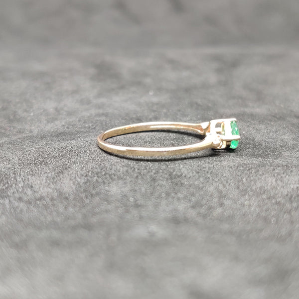 Three Stone Ring, Emerald Ring, Gemstone Emerald Ring For Women, 14K Gold Over 925 Sterling Silver Unique Handmade Ring for Her