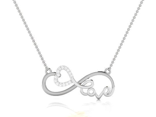 INFINITY SILVER NECKLACE Heart Pendant,Infinity Necklace With Heart,Love Necklace,Infinite Necklace,Heart Bar Necklace,Mother&