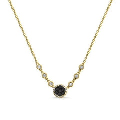 1.50CT BLACK DIAMOND CLUSTER  Necklace With 10kt Gold Over 925,Diamond Necklace,Cluster Necklace,Handmade Necklace,Wedding Gift Jewelry