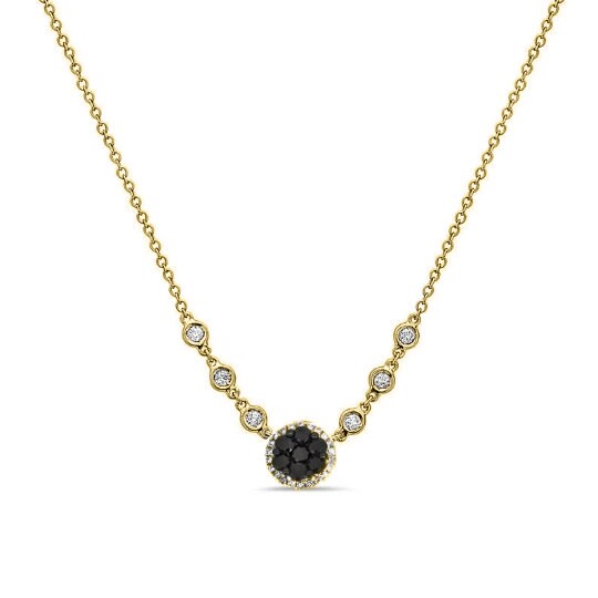 1.50CT BLACK DIAMOND CLUSTER  Necklace With 10kt Gold Over 925,Diamond Necklace,Cluster Necklace,Handmade Necklace,Wedding Gift Jewelry