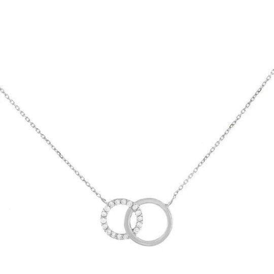 Two Circle Drop Necklace 925 Sterling Silver, Christmas Necklace, Simple necklace, Daily wear necklace, CZ Diamond necklace, Gift For Her