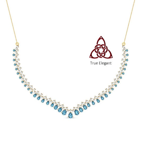 10.0 Carat Topaz Pear Drop Chocker Necklace for Women • 18 Inch• Perfect Gift Women • Tennis Necklace for women • Gift