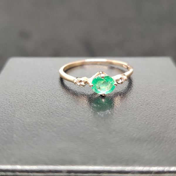 Three Stone Ring, Emerald Ring, Gemstone Emerald Ring For Women, 14K Gold Over 925 Sterling Silver Unique Handmade Ring for Her