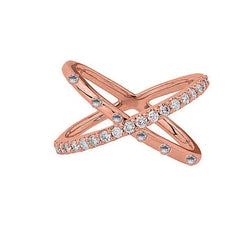 Crossover Sterling Silver Ring, Moissanite Diamond Ring, Stacable Ring, fall trends, 925 sterling silver, Crossover Ring, X cross ring