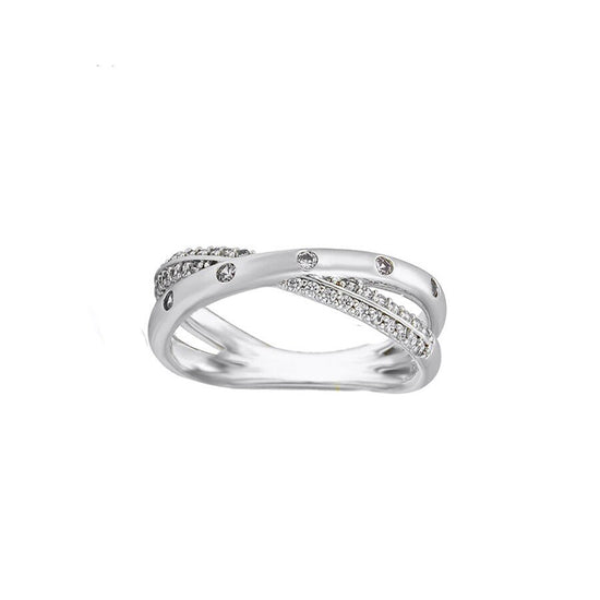 Round Moissanite Diamond Criss-Cross X Ring For Her , Twist Sterling Silver Ring, Dainty Stacable Ring for women, Promise Ring, Gifts