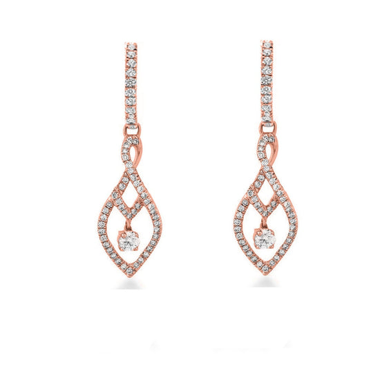 2.00 Ct Round Cut Moissanite And Diamond Earring, 925 Sterling Silver, Drop And Dangle Earrings, 14k Yellow Gold Plated, Gift For Her,