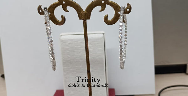 Moissanite Hoop Earrings/ 925 Sterling Silver/ Hoop Earrings/ 14k White Gold Finish Diamond Hoops/ Wedding Statement Earrings/ Gift For Her