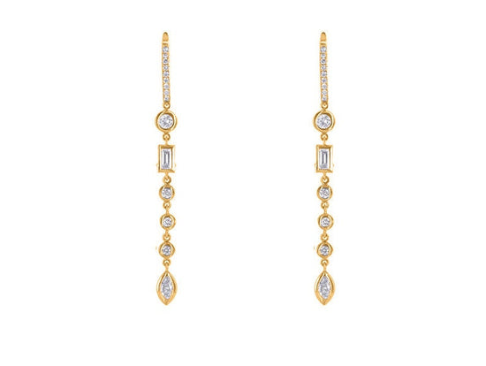 BRIDAL WEDDING PROM Bridesmaid Earrings, Cubic Zirconia Drop Dangle Earrings, Diamond Dangle Drop Sterling Silver Earrings,Everyday earrings