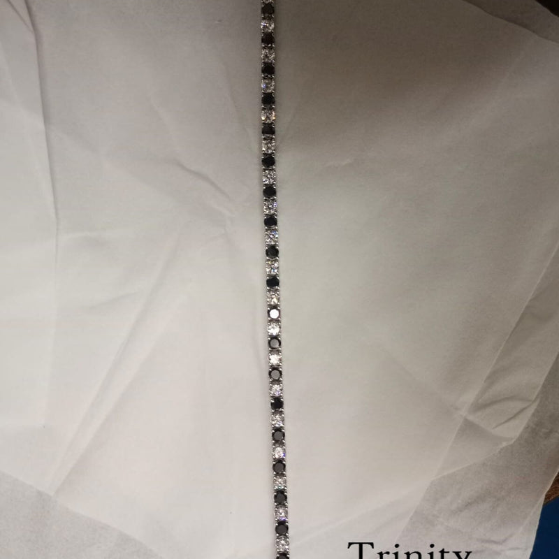 Classic Four Prong Tennis Bracelet, Black And White Tennis Bracelet, Gemstone Bracelet, Perfect Gift For women, Size-7- 12 Inches