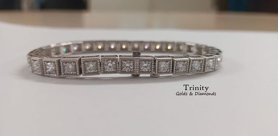 4.00 CT 925 Sterling Silver Tennis Bracelet, Square Box  Diamond Tennis Bracelet, Vintage Inspired Bracelet, Perfect Mothers Day Gift
