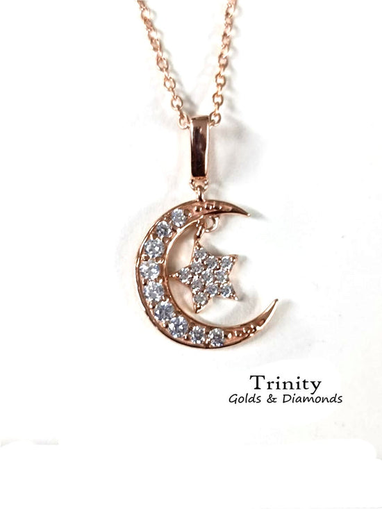 MOON STAR PENDANT Necklace/ Delicate Moon And Star Necklace/ Dainty 925 Silver Necklace/Layering Necklace/ Minimalist Jewelry/ Gift for Her