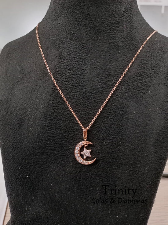 MOON STAR PENDANT Necklace/ Delicate Moon And Star Necklace/ Dainty 925 Silver Necklace/Layering Necklace/ Minimalist Jewelry/ Gift for Her