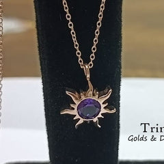 SUN NECKLACE Natural RUBY Birthstone Sterling Silver Sun Necklace, Birthstone Dainty Minimalist Necklaces,  All Gemstone/Birthstones Options
