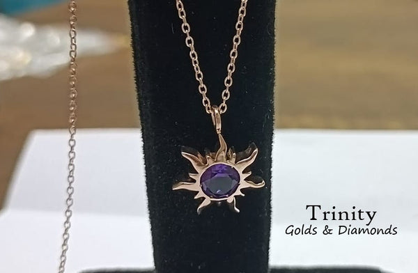 SUN NECKLACE Natural RUBY Birthstone Sterling Silver Sun Necklace, Birthstone Dainty Minimalist Necklaces,  All Gemstone/Birthstones Options
