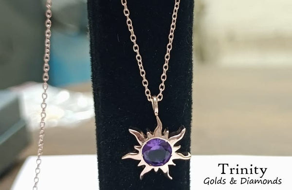 SUN NECKLACE Natural RUBY Birthstone Sterling Silver Sun Necklace, Birthstone Dainty Minimalist Necklaces,  All Gemstone/Birthstones Options