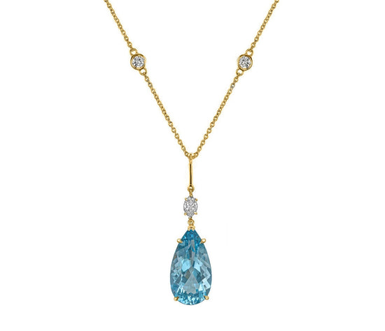 Blue Topaz Necklace, Pear Shape necklace, 925 Sterling Silver Topaz necklace women, Teardrop necklace, Birthstone Jewelry, Topaz pendant
