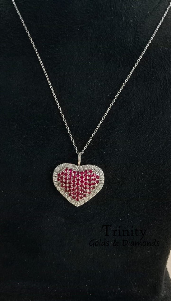 True Elegant® Ruby Heart Pendant / 925 Silver Heart Pendant/ Wedding Necklace For Her/ Sapphire Heart, Gemstone Heart Pendant, Perfect Gift
