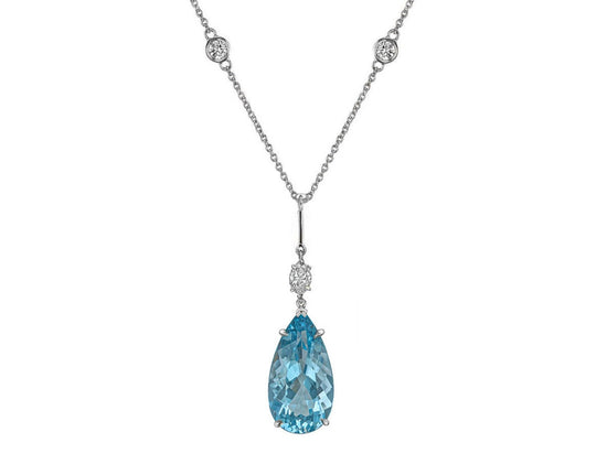 Blue Topaz Necklace, Pear Shape necklace, 925 Sterling Silver Topaz necklace women, Teardrop necklace, Birthstone Jewelry, Topaz pendant