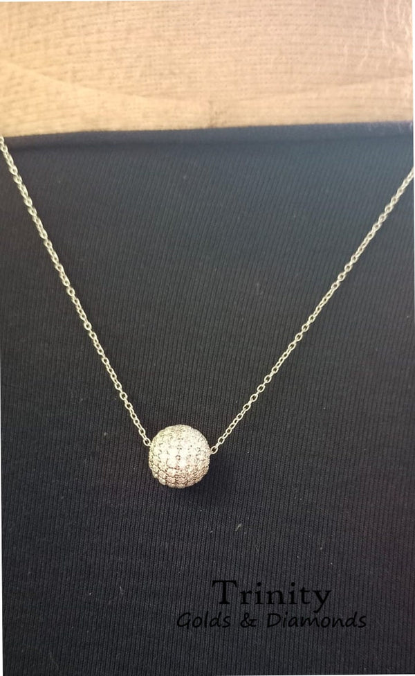 10.0 MM Natural Diamond Disco Ball Diamond Pendant In Sterling silver 925, Lab Grown Diamond Disco Ball Pendant Necklace, Gift For Her