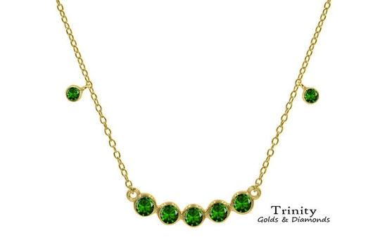 Emerald Bezel Curved Bar Necklace/ 925 Sterling Silver Emerald Necklace/ Anniversary Gift/ Dainty Emerald Bar Necklace/ Women&