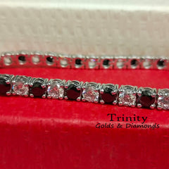 Classic Four Prong Tennis Bracelet, Black And White Tennis Bracelet, Gemstone Bracelet, Perfect Gift For women, Size-7- 12 Inches