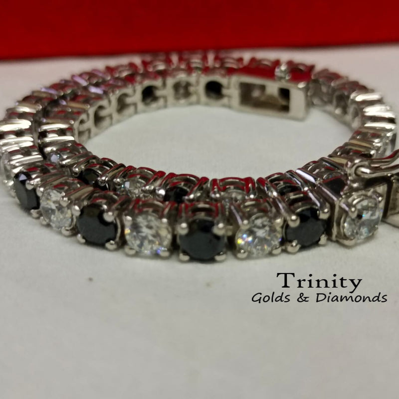 Classic Four Prong Tennis Bracelet, Black And White Tennis Bracelet, Gemstone Bracelet, Perfect Gift For women, Size-7- 12 Inches