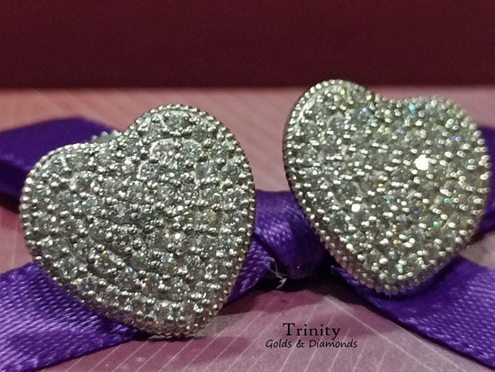 Moissanite Heart Shape Earrings/ Minimalist Earrings/ Heart Earrings/Push Back Earring/ Dainty Earrings/ Valentine Day Earring/ Gift for Her