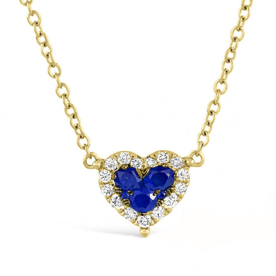 SAPPHIRE HEART PENDANT, Blue Sapphire And Moissanite Heart Pendant Necklace, 925 Sterling Silver, Sapphire Heart Pendant