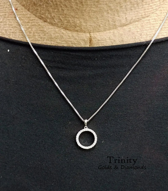 Circle Necklace/Solid Silver Moissanite Diamond Circle Necklace/Mother Daughter gift/Open Circle Necklace/Circle Necklace For women