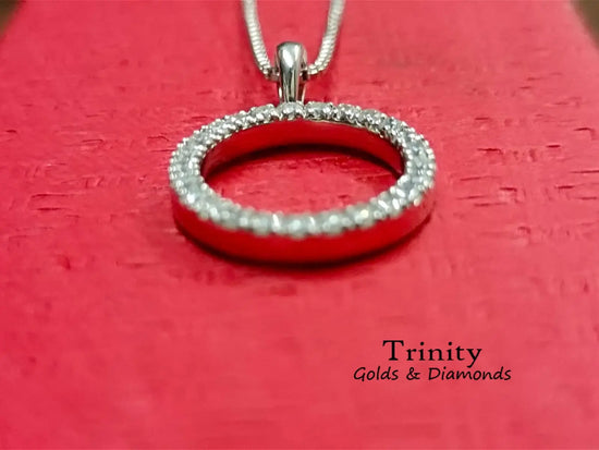 Circle Necklace/Solid Silver Moissanite Diamond Circle Necklace/Mother Daughter gift/Open Circle Necklace/Circle Necklace For women