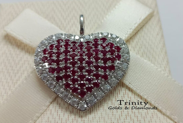 True Elegant® Ruby Heart Pendant / 925 Silver Heart Pendant/ Wedding Necklace For Her/ Sapphire Heart, Gemstone Heart Pendant, Perfect Gift