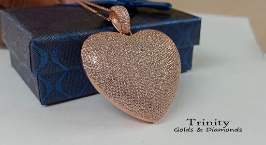 Pave Heart Pendant, Moissanite Heart Pendant, Big Heart Pendant, Silver Heart Pendant, Heart Necklace, Gift for Mom, Love Necklace, Gift