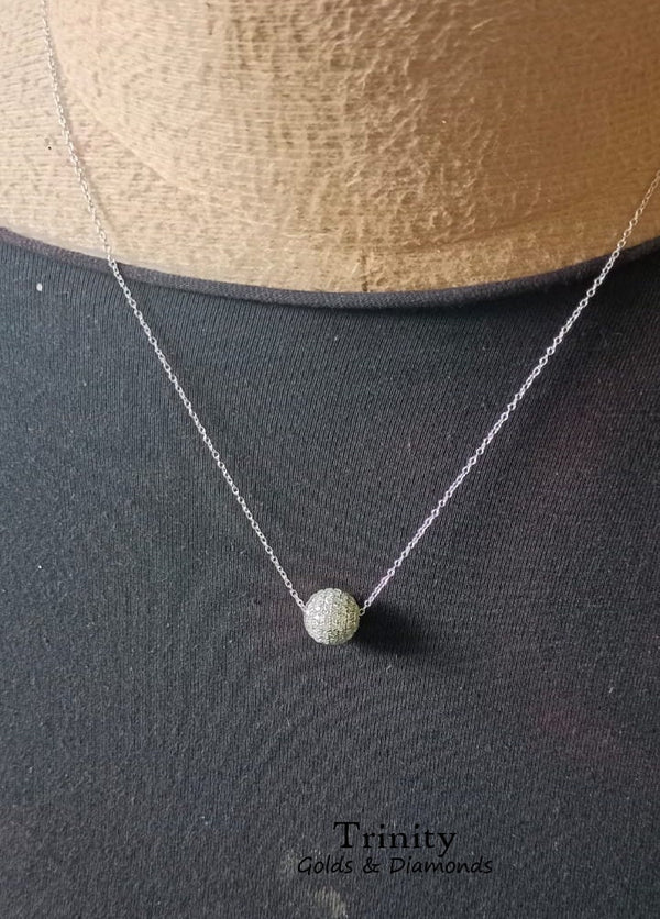 10.0 MM Natural Diamond Disco Ball Diamond Pendant In Sterling silver 925, Lab Grown Diamond Disco Ball Pendant Necklace, Gift For Her