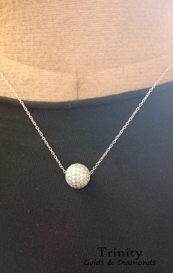 10.0 MM Natural Diamond Disco Ball Diamond Pendant In Sterling silver 925, Lab Grown Diamond Disco Ball Pendant Necklace, Gift For Her