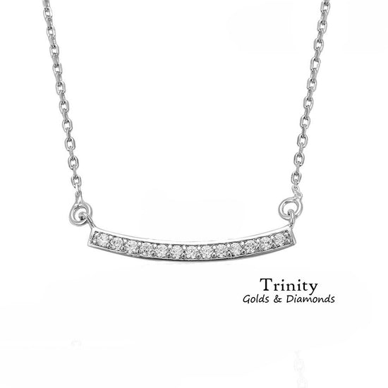 Curved Bar Necklace/ 14k Gold Finish Curved Bar Necklace/ Moissanite Diamond 925 Silver Necklace/ Minimal Jewelry/ Dainty Necklace For Her