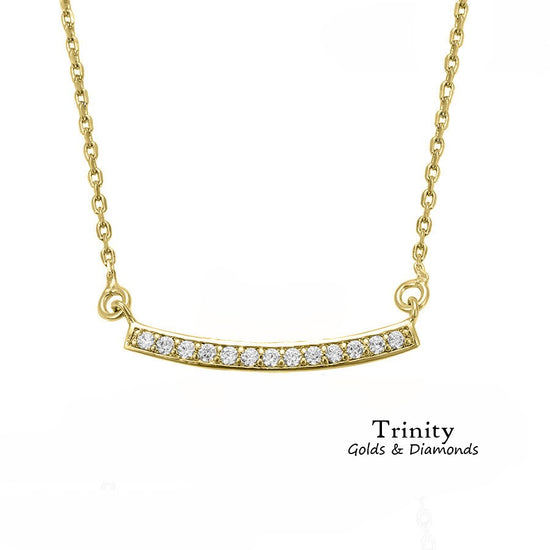 Curved Bar Necklace/ 14k Gold Finish Curved Bar Necklace/ Moissanite Diamond 925 Silver Necklace/ Minimal Jewelry/ Dainty Necklace For Her
