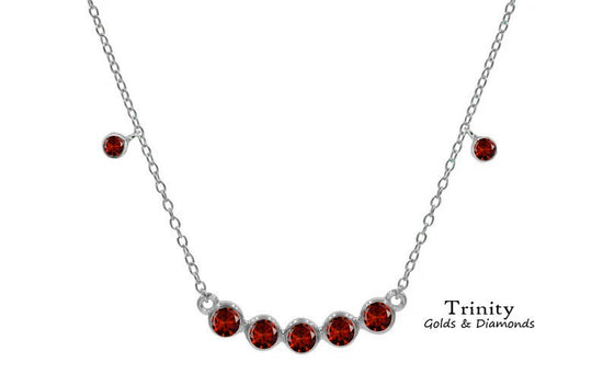 Red Ruby Bezel Curved Bar Necklace/ 925 Sterling Silver Ruby Necklace/ Anniversary Gift/ Dainty Ruby Bar Necklace/ Women&