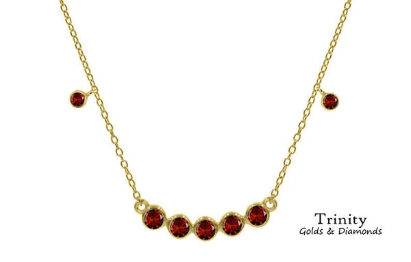 Red Ruby Bezel Curved Bar Necklace/ 925 Sterling Silver Ruby Necklace/ Anniversary Gift/ Dainty Ruby Bar Necklace/ Women's Necklace