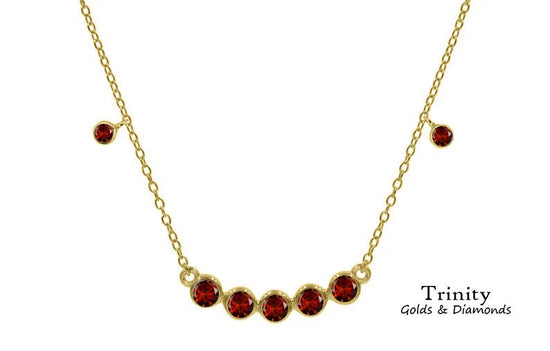 Red Ruby Bezel Curved Bar Necklace/ 925 Sterling Silver Ruby Necklace/ Anniversary Gift/ Dainty Ruby Bar Necklace/ Women&