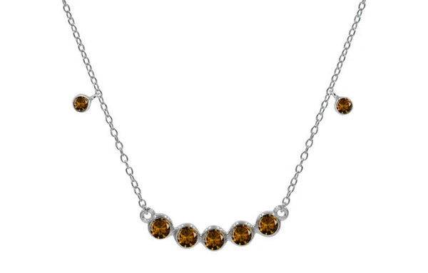 BROWN GEMSTONE NECKLACE, Bezel Set Champagne Colored  Gemstone Necklace For Her, Sterling Silver Gemstone Necklace, Everyday necklace, gifts