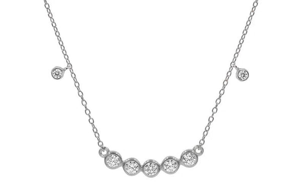 14k White Gold Plated, Moissanite Diamond Necklace, Delicate Moissanite Bar Necklace, Diamond Bar Necklace,Diamond Bar Necklace,Gift For Her