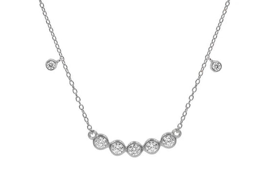 14k White Gold Plated, Moissanite Diamond Necklace, Delicate Moissanite Bar Necklace, Diamond Bar Necklace,Diamond Bar Necklace,Gift For Her