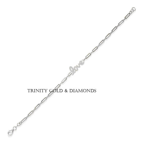 Paper clip bracelet for women • Love Charm for Women • Moissanite Diamond Paperclip link bracelet • Birthday Gift for Girl • Personalized