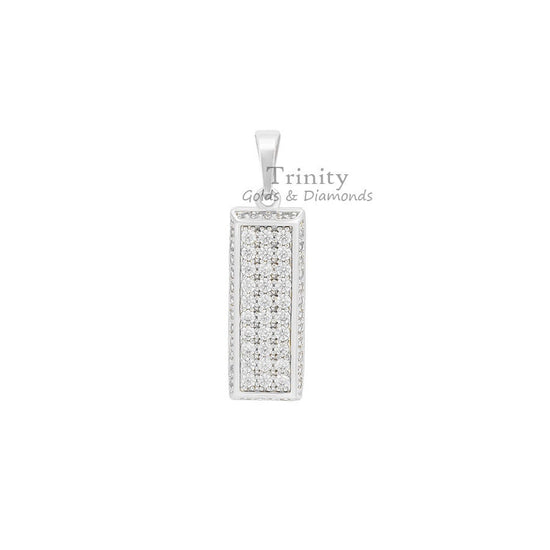 Dog Tag Pendant, Moissanite Diamond Pendant, Perfect gift for Her , Three row Dog Tag Pendant, Gold Pendant ,Pendant With Cable Chain